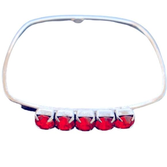 Joomi Lim Handmade Bracelet - Silver & Red Crystal Square Bangle - Picture 1 of 8